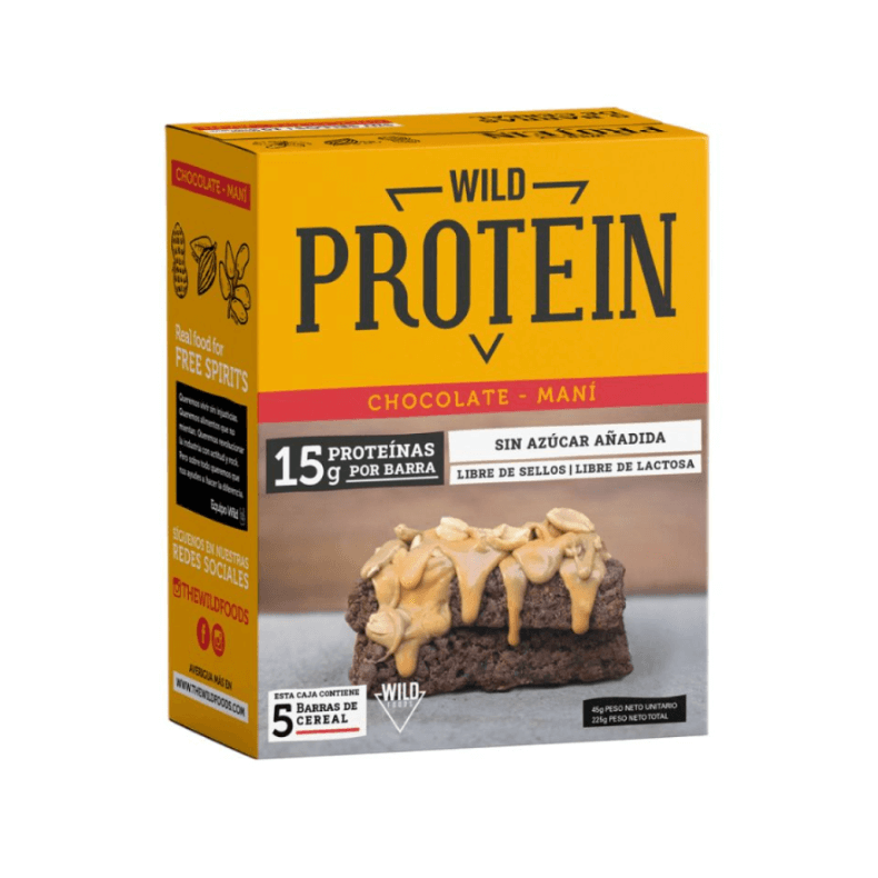 Caja de barras de proteína Wild Protein chocolate maní 5 unidades 45 g