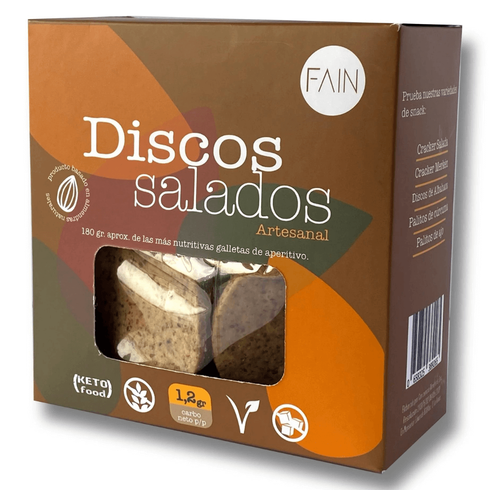 Galleta keto saladas en base a almendras en forma de disco artesanal 180 g