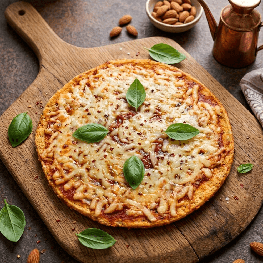 Pizza margharita keto sin gluten masa de harina de almendras 350 g