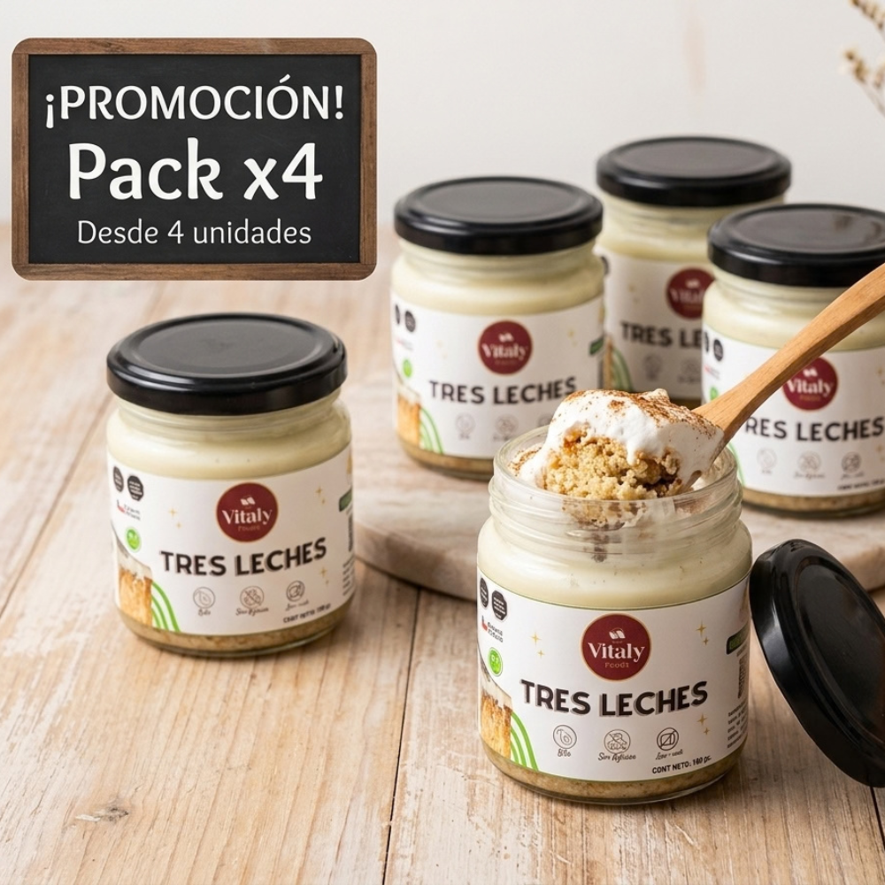 Pack Promocional 4 unidades de postres Tres Leches 190 g c/u keto, sin azùcar