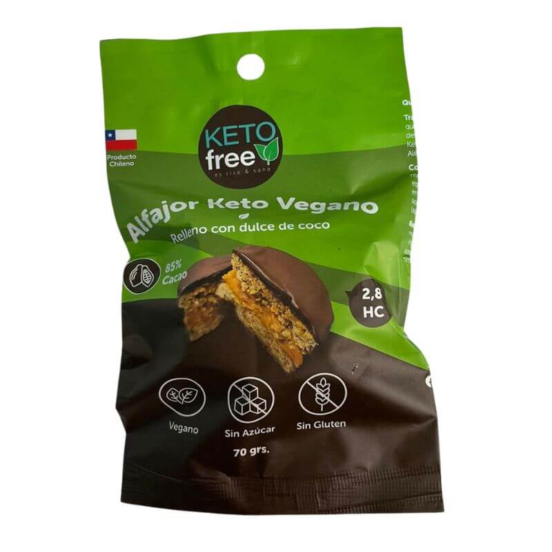 Alfajor keto vegano relleno con manjar de coco 90 g