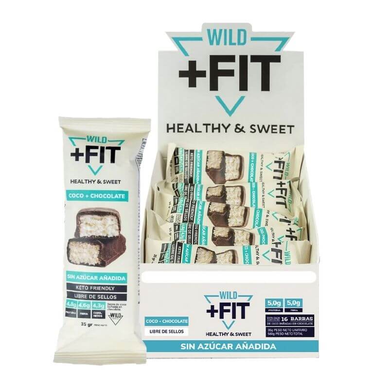Caja de barras de proteína Wild Fit coco chocolate 16 unidades