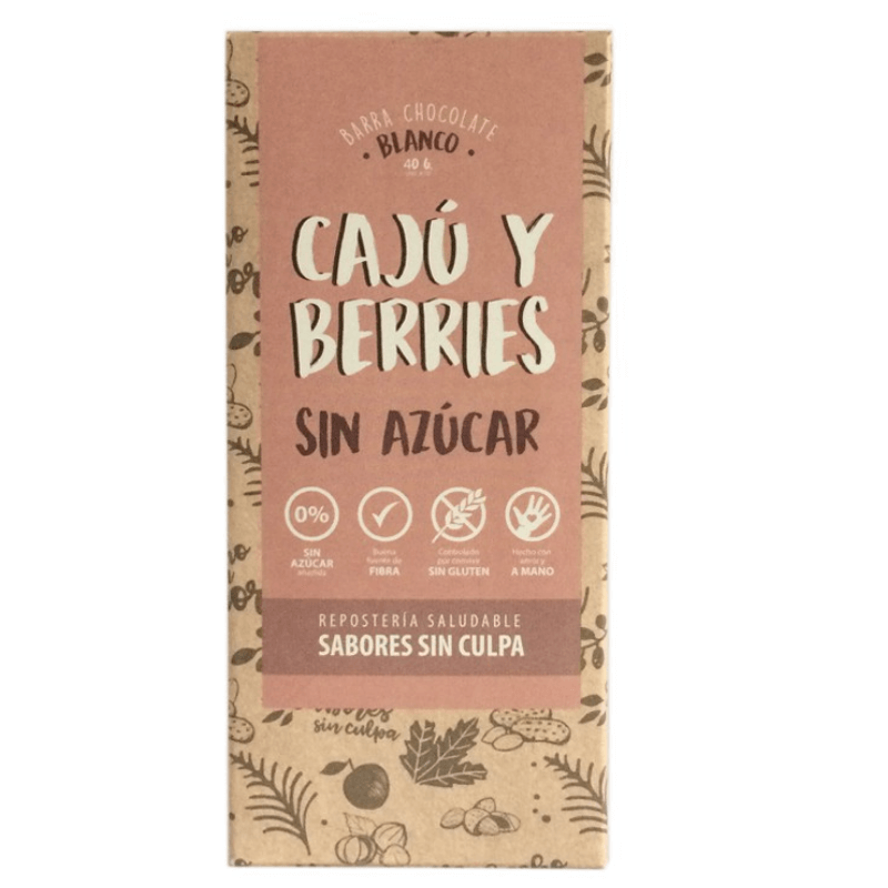 Barra chocolate blanco cajú berries 80 g