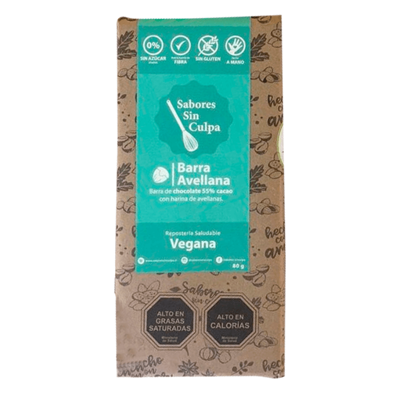 Barra de chocolate amargo avellana 80 g