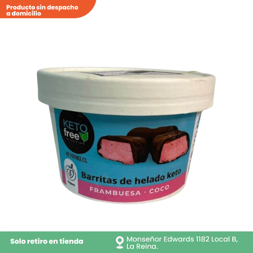 Barras de helado keto relleno de frambuesa y coco 5 uds