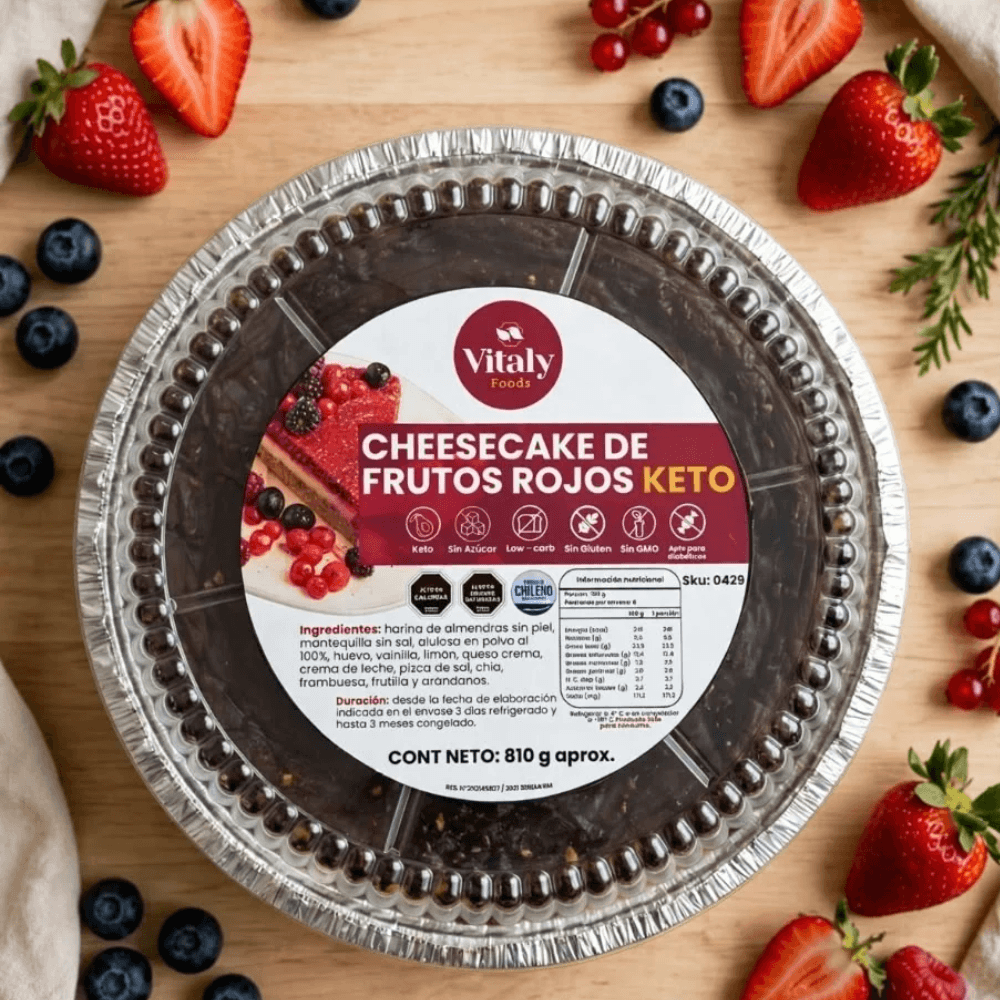 Cheesecake de frutos rojos keto familiar 1 kg