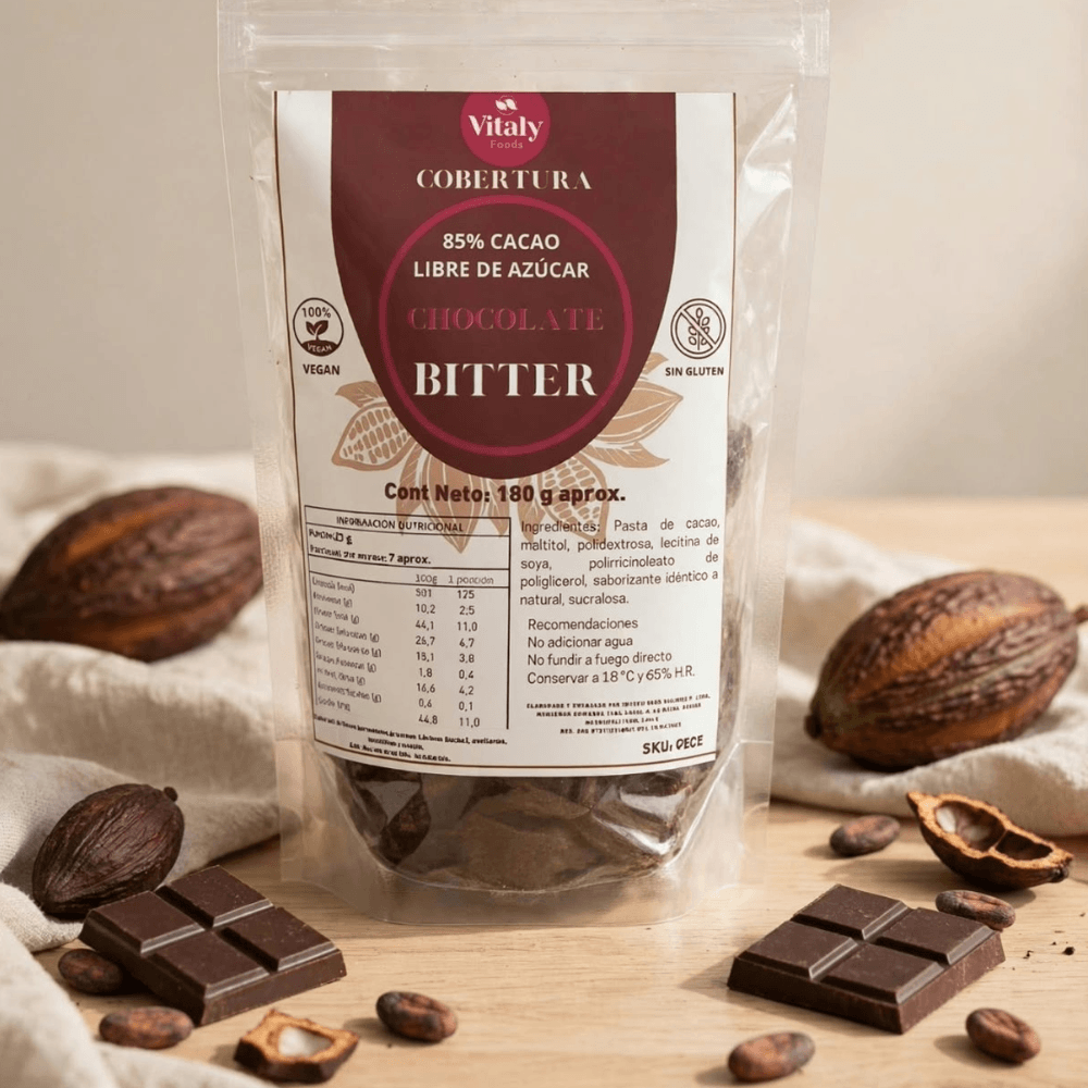 Monedas de chocolate bitter al 85% cacao sin azúcar 180 g
