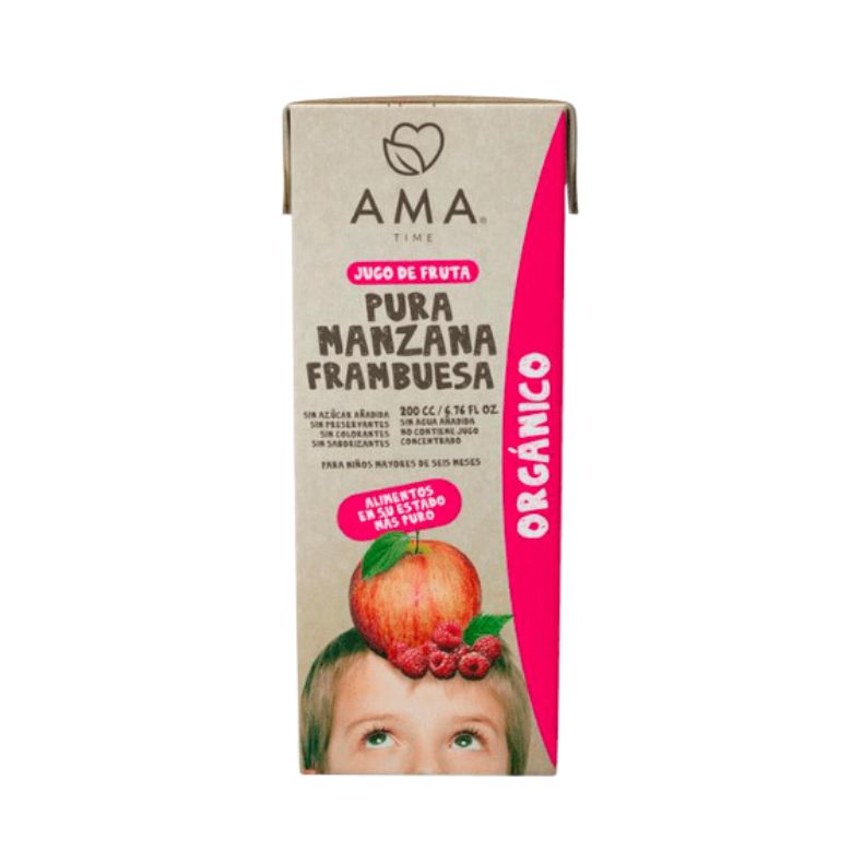 Jugo de fruta orgánico de manzana frambuesa 200 ml