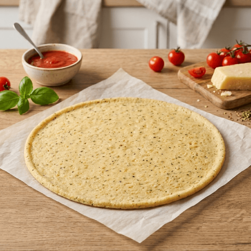 Masa para Pizza keto de harina de almendra, sin gluten