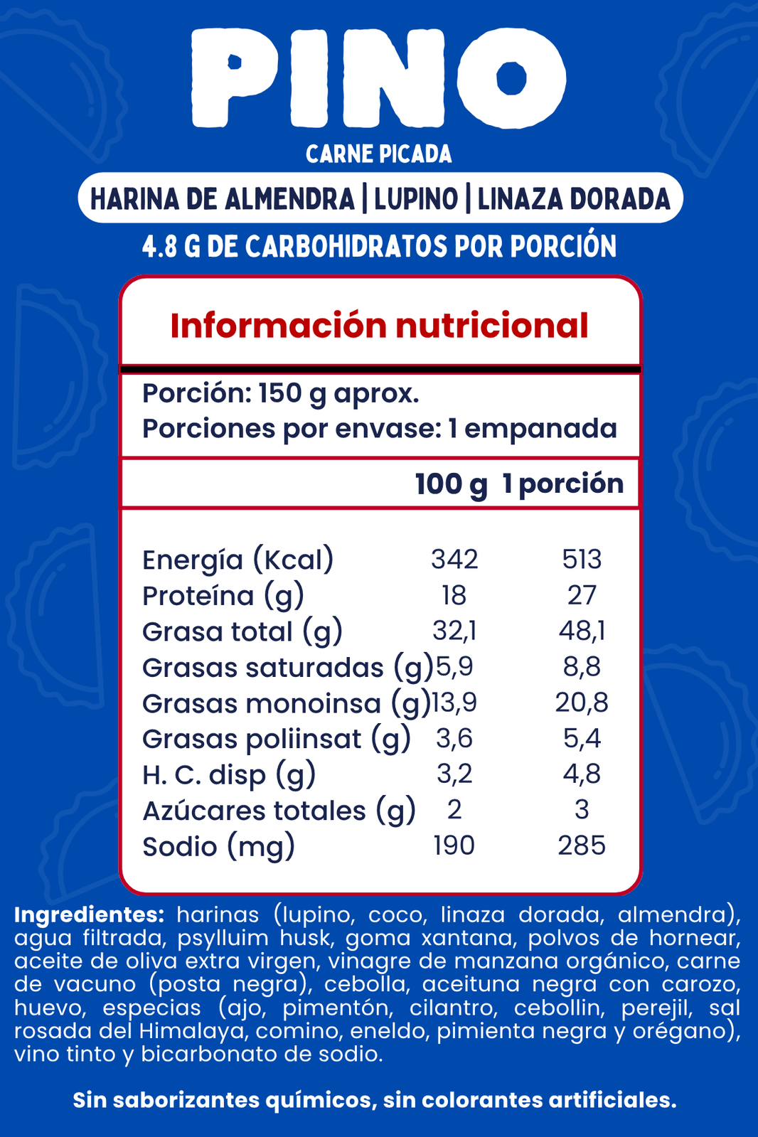 Empanada de pino (carne picada)  Sin Gluten | Keto-Friendly