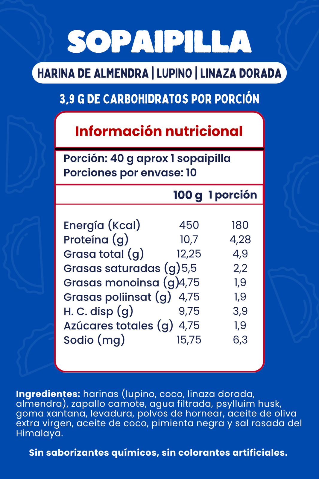Sopaipillas Keto Sin Gluten | Low Carb | Sin lácteos  10 unidades