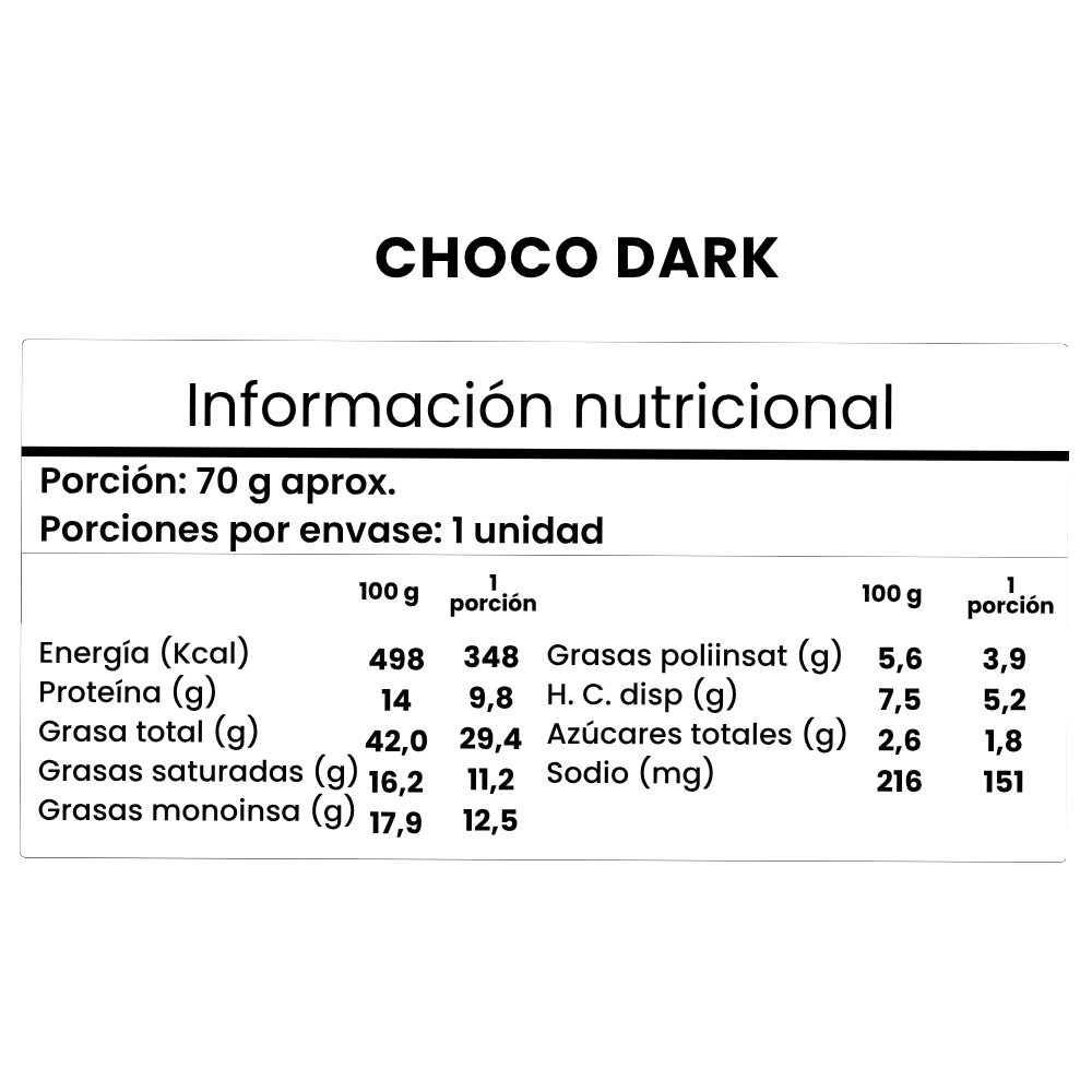 Crumble coockies choco dark 70 g (galletas keto, sin gluten, sin azúcar)