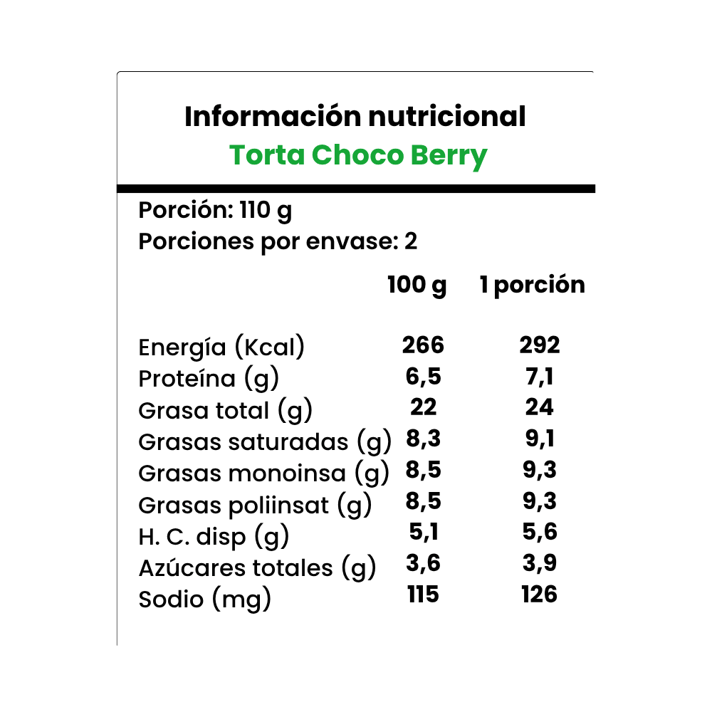 Torta choco Berry 220 g  Bajo en carbohidratos, sin gluten