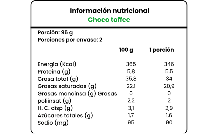Choco toffee 190 G keto, sin azúcar, sin gluten