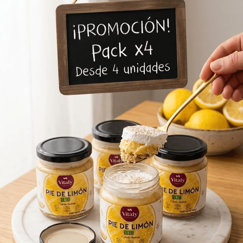 Pack Promocional 4 unidades de postres Pie de Limòn 190 g c/u keto, sin azùcar