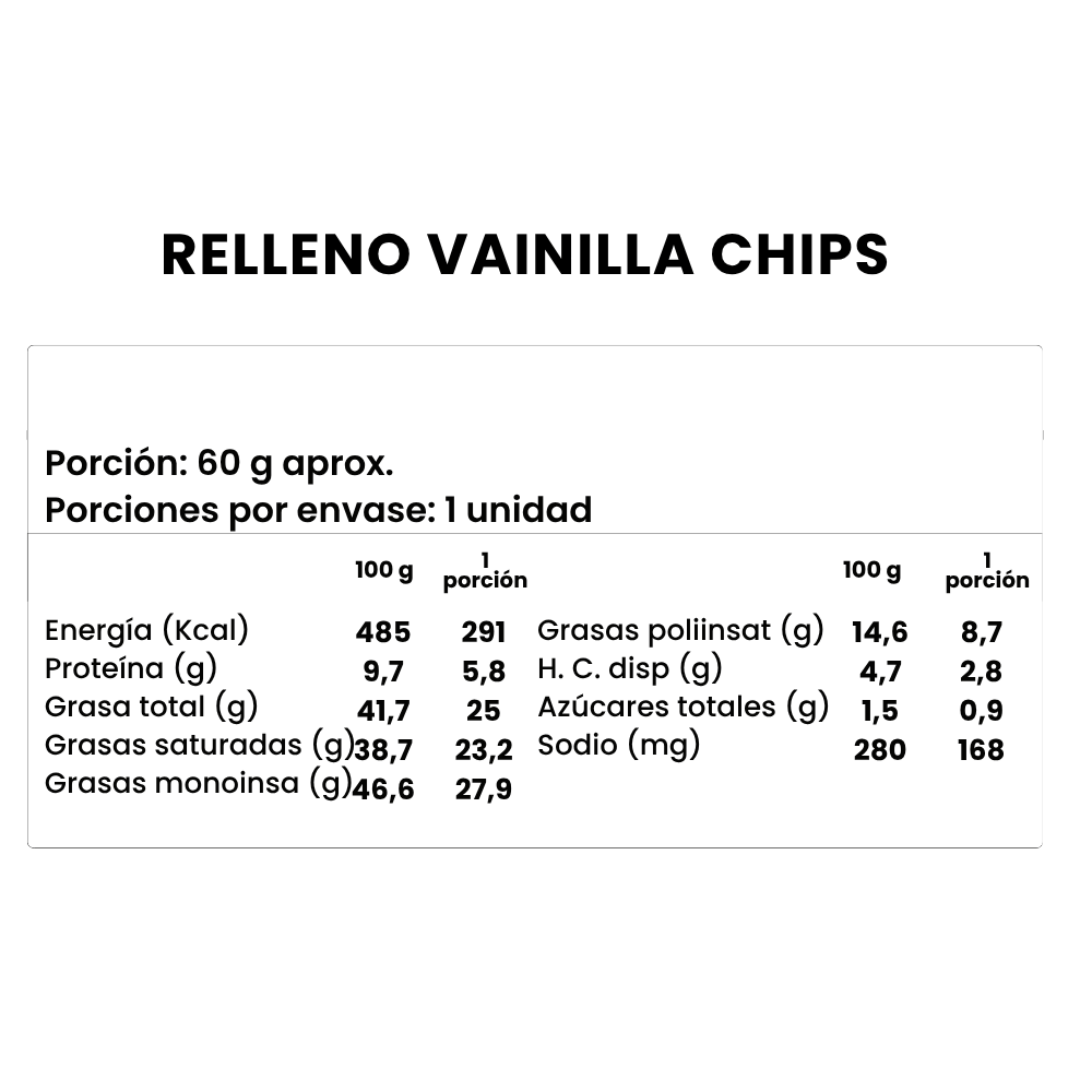 Crumble cookies vainilla chips 60 g (galletas keto, sin azúcar, sin gluten)